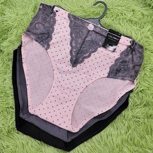 Kathy Ireland Intimates 3-Pack Fashion Brief Panty Multicolor Plus Size 2X 3X